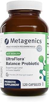 Metagenics UltraFlora Balance Probiotic - Shelf-Stable Daily Gut Health Supplement for Digestive & Immune Support* - Non-GMO & Gluten-Free - 120 Capsules