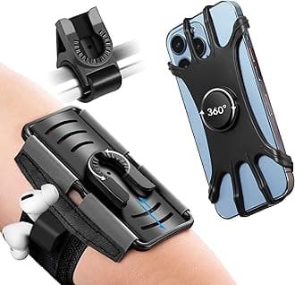 newpponRunning Armband + Bike Phone Holder : Detachable &360°Rotatable Cell Phone Arm Bands Case Universal Mobile Carrier Compatible with iPhone Samsung Galaxy for Workout Exercise Sports Jogging