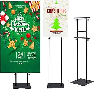 SCZS Floor Poster Stand,Heavy Duty Display Poster Sign Holder&with Non-Slip Mat Base Adjustable Height Up to 75 inches for Board & Foam (1-Pack)