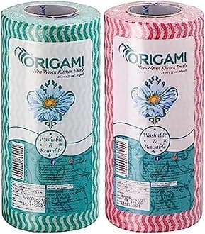 Non Woven Reusable & Washable Kitchen Towel Roll | Ultra Absorbent, Antimicrobial & Anti Odour Wipes for Spotless Cleaning | Quick Dry Multi Purpose Tissues (80 Wipes Per Roll, 160 Sheets)