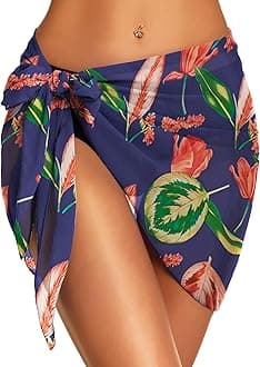 Swimsuit Coverups for Women Sarong Beach Bikini Wrap Sheer Short Skirt Chiffon Scarf for Swimwear