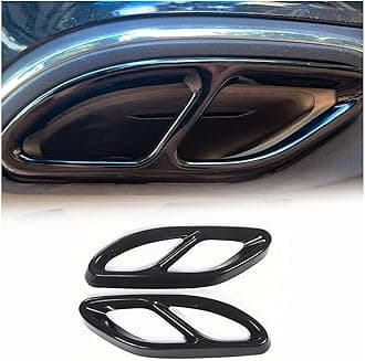 Exhaust Tail Muffler Tip Cover for Mercedes Benz C-Class W205, E-Class W212 W213, Rear Stainless Steel Bumper Pipe Cover for Mercedes Benz A B C E CLA GLC GLE GLS Accesseries (Black)