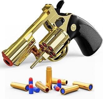 Xuyongjun Toy Gun Soft Bullet Toy Revolver, Can fire Sponge Bullets,with 40 Bullets,for Age of 6 7 8 9 10+ Years Old Kid Boys Girls（Gold）