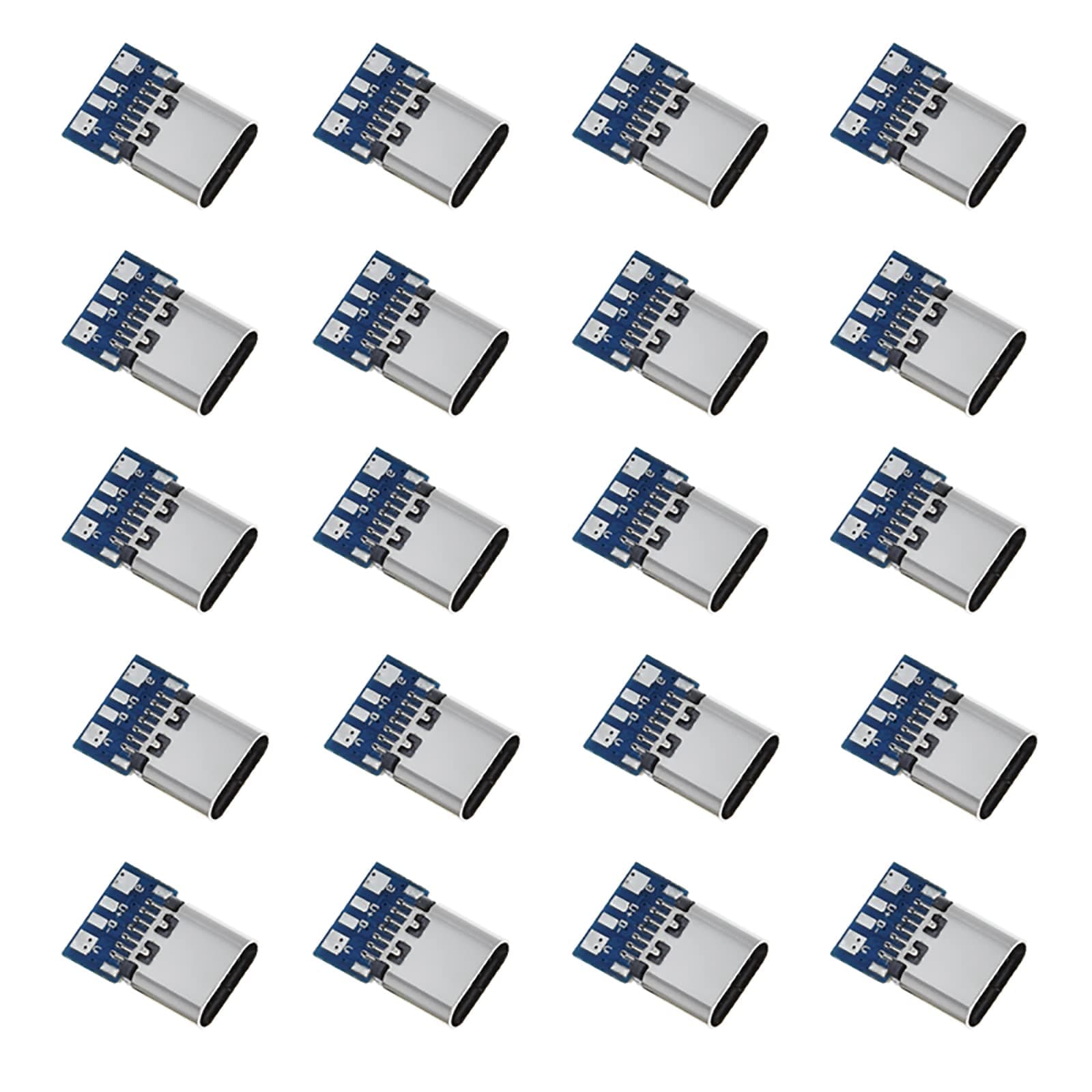 Teansic 20 Pcs USB 3.1 Type C Female Plug Socket Connector with PCB Board 24 pin DIY Data Line Interface Female Socket