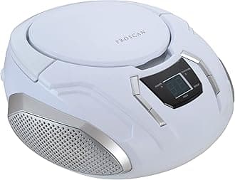 Sylvania SRCD261-C-WHITE Portable CD Boombox with AM/FM Radio