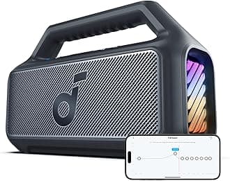 soundcore Boom 2 Outdoor Speaker, 80W, Subwoofer, BassUp 2.0, 24H Playtime, IPX7 Waterproof, Floatable, RGB Lights, USB-C, Custom EQ, Bluetooth 5.3, Portable For Outdoors, Camping, Beach, and Backyard
