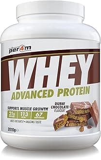Whey Protein Powder | High Protein Shake for Muscle Growth & Recovery | Low Sugar Gym Supplement | Sports Nutrition Drink + Amino Acids (2010g, Dubai Chocolate)