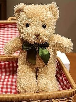 Bateu Cute Stuffed Animals with Bow Ties Plush Toys | Soft Toys for Kids Girls Teddy Bears Plush Toys for Children and Adults (Golden, Small)