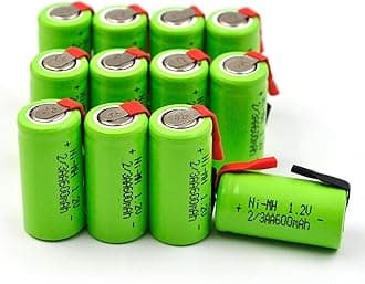 (12-Pack) 2/3AA 1.2V 600mAh Ni-MH Battery with Tabs Replacement for Radio Controlled Devices, Electric Tools, Toys, Mopeds, Meters, Two Radios, Hybrid Automobiles, Electric Razors