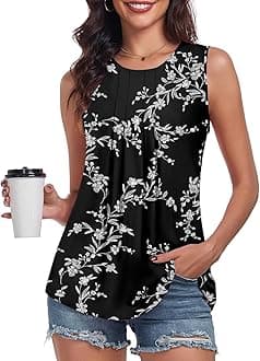 Bestbee Women's Sleeveless Chiffon Blouses Dressy Casual Tank Tops 2025 Summer Crew Neck Tunics Office Cute Work Shirts