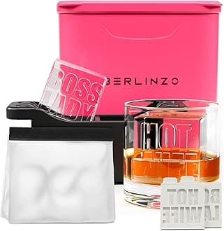 Berlinzo Premium Clear Ice Cube Maker with Conversation Ice Prints – 2 Large 2.1" Crystal Clear Ice Squares – Giftable Idea for Party, Game Night & Just for Fun – Includes Storage Bag (Non-Electric)