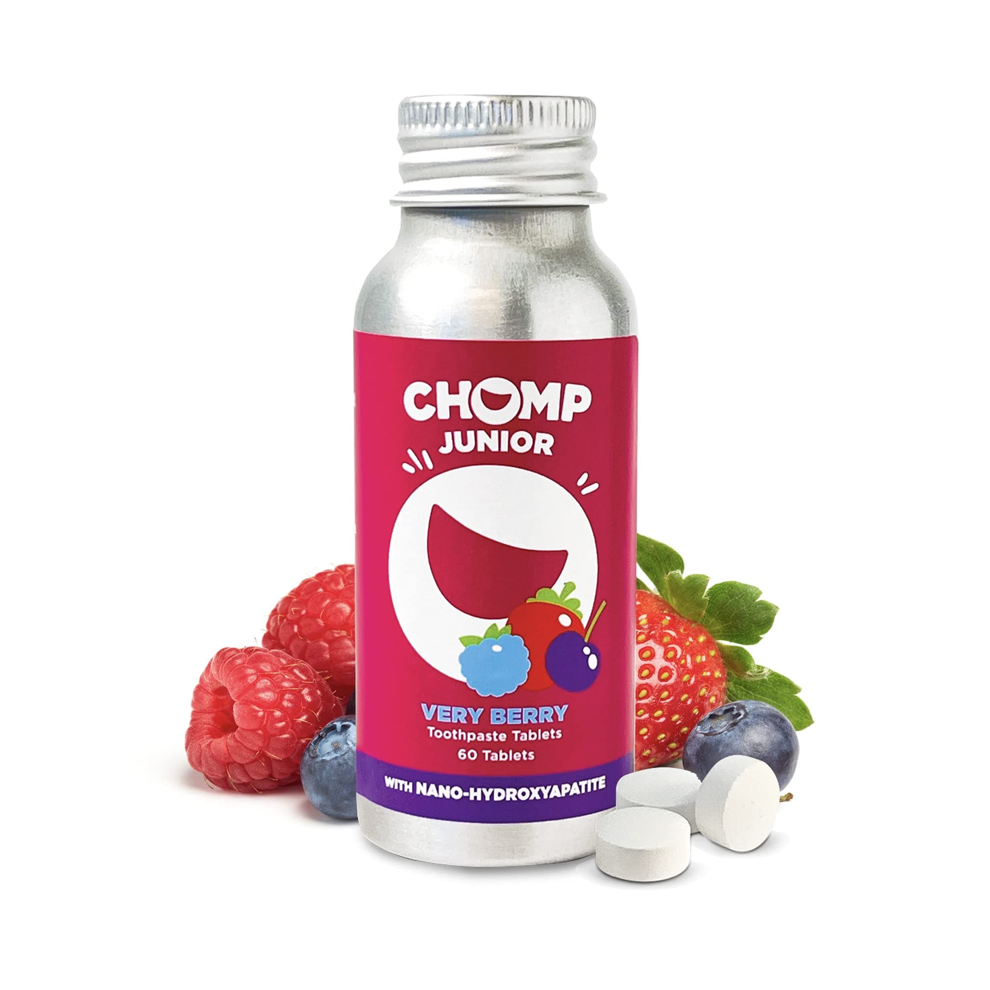 Chomp Junior Very Berry Toothpaste Tablets with Nano Hydroxyapatite