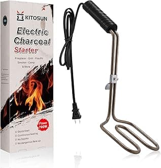 Kitosun Electric Charcoal Starter – Superior BBQ Grill Fireplace Coal Lighter Easy & Quick Ignite Briquettes |No Sparks or Flames | 304 Stainless Steel Coils Elements 5ft Long Cable (Extra Long 700W)
