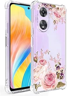 Phone Case for Oppo A58 4G Case, CPH2577 Case Girls Women, Slim Shockproof Clear Floral Pattern Flexible TPU Protective Cover for Oppo A58 4G Rose Flower