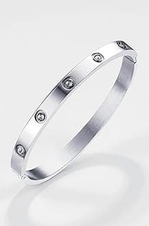 18K Gold Plated Stainless Steel Openable Crystal Bracelet | Cuff Bangle | Friendship Couple Wedding Gifts for Mother Sister Wife Girlfriend | Anti Tarnish Jewellery