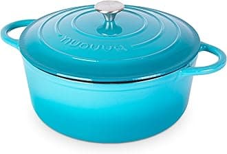 Nuovva Enamelled Cast Iron Dutch Oven Pot with Lid – 7.3 Quart Casserole Dish – Ceramic Dutch Oven for Bread Baking, Roasting, Braising & Stews – Oven Safe up to 500°F – 30cm Blue