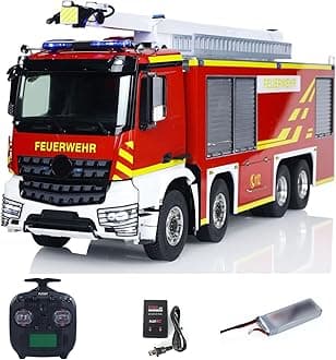 TOUCAN RC HOBBY 1/14 8x4 RC Nozzle High Range Extendable Gun Tower Fire Engine Metal Chassis 3363 2-Speed Transmission Light Sound ST8 Remote Control