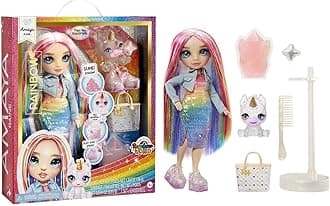 Amaya (Rainbow) with Slime Kit & Pet - Rainbow 11” Shimmer Doll with DIY Sparkle Slime, Magical Yeti Pet and Fashion Accessories, Kids Gift 4-12 Years