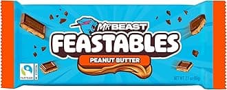MrBeast Feastables Peanut Butter Milk Chocolate Bar, King Size, 10 Count, Creamy Peanut Butter Chocolate Candy, Fairtrade Cocoa, 2.1oz Each