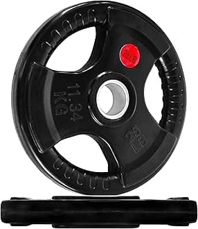 Olympic 2-Inch Cast Iron Plate Weight Plate for Strength Training and Weightlifting, Rubber Coated Style, 25LB Pair