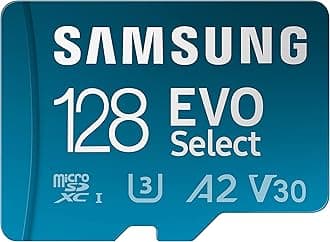 SAMSUNG EVO Select + Adapter 128GB microSDXC 130MB/s Full HD & 4K UHD, UHS-I, U3, A2, V30 (MB-ME128KA/AM)