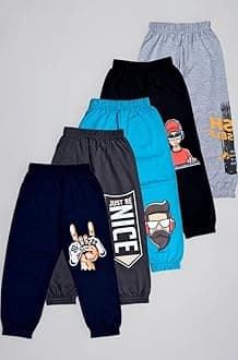 - Boy's Cotton Regular Fit Printed Track Pants (Pack fo 5)