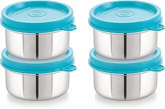 STEELLOCK Stainless Steel Airtight Container | Leak Proof Container/Storage/Lunch Box with Lid | BPA Free, Durable & Rust-Proof | SL-11-set of 4, 120ml each, Turquoise
