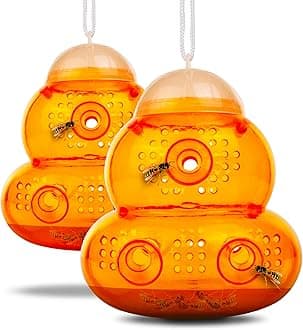 Wasp Trap 2 Pcs, Effective Bee and Wasp Nest Killer traps for Outdoor-Indoor, Yellow Jacket Traps, Bee trap, Hornet Trap, Lightweight Wasps Catcher, Hourglass-Shaped ASPECTEK Fly control