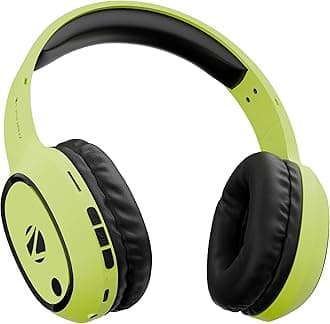 ZEBRONICS Thunder Bluetooth Wireless On Ear Headphone FM, mSD, 60hrs Playback with Mic (Neon Yellow)