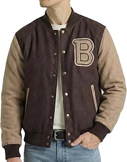 EASTIFIED Hotline Miami Varsity Letterman Brown Wool Letter B Patch Flight Bomber Jacket