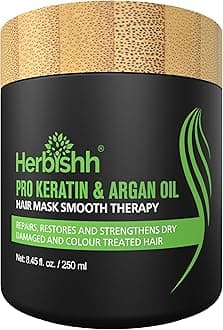 Herbishh Argan Hair Mask-Deep Conditioning & Hydration For Healthier Looking Hair for very Dry, Weak, Stressed Out Hair, No Sulphates, No Parabens (250 ml)