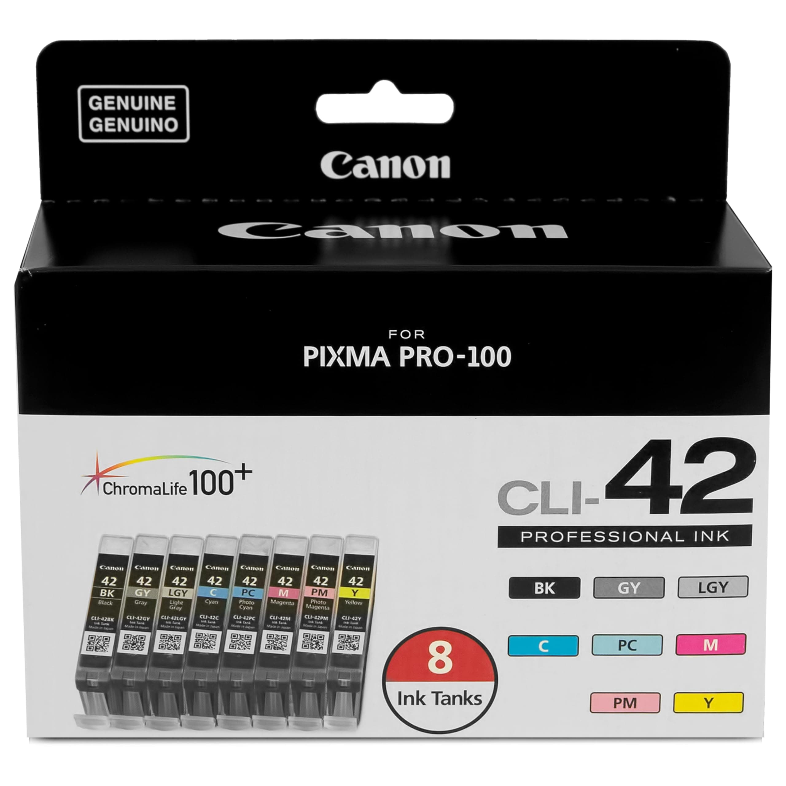 Canon CLI-42 8 PK Value Pack Ink, 8 Pack Compatible to PIXMA PRO-100