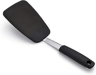 OXO Good Grips Large Silicone Flexible Turner – Heat-Resistant, Non-Stick Safe Spatula – Thin, Flexible Edges for Flipping Eggs, Burgers & More – Stainless Steel Core for Strength