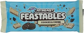 MR BEAST Feastables Cookies & Crème Chocolate Bar 60g – Smooth Milk Chocolate with Crunchy Cookie Bits – Fun Snack with Clean Ingredients – No Artificial Flavors