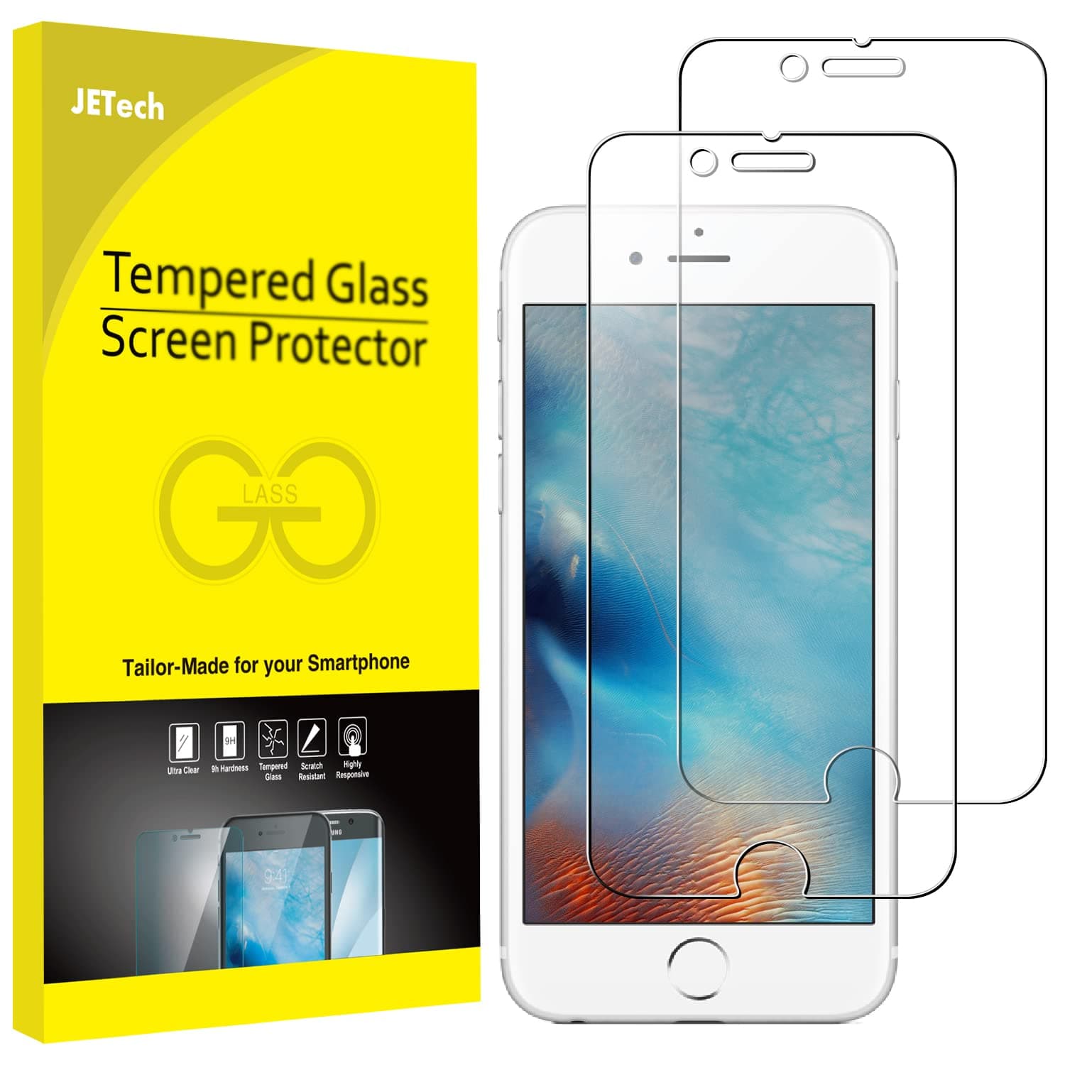 Screen Protector for iPhone 6 Plus and iPhone 6s Plus, 5.5-Inch, Tempered Glass Film, 2-Pack