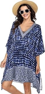 Women's Swimsuit Cover up Beach Kaftan for Bathing Suit with Floral Pattern