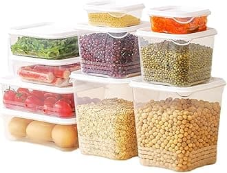 VAODO Airtight Food Storage Container Set, 24 pcs Plastic Kitchen and Pantry Organization Canisters with Lids, for Cereal, Dry Food, Flour and Sugar, with Labels, Marker & Spoon Set