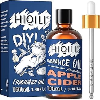 HIQILI Apple Cider Essential Oil 100ml - Pure Fragrance Oil for DIY Candle, Soap, Shampoo Making, Perfect for Aromatherapy, Home Diffuser, Laundry Freshener 3.38 Fl Oz