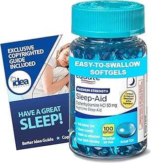 Nighttime Sleep Aid Diphenhydramine HCl 50mg, 100 Softgels – Maximum Strength OTC Sleep Support for Occasional Sleeplessness – Non-Habit Forming + Better Idea Guide Included