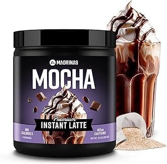 Premium All-Natural Chocolate Mocha Flavored Instant Coffee Cold Brew Latte Mix - 8 Servings - High Caffeine, Rich & Flavorful, Gluten-Free, Convenient | MADRINAS