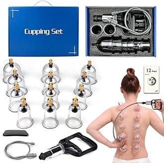 Cupping Therapy Set,12 Therapy Cups Cupping Set with Pump, Professional Chinese Cupping Therapy Sets Hijama Cupping Massage Kit