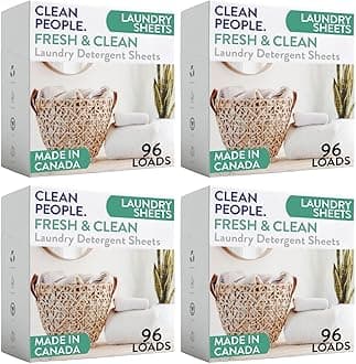 Clean People Laundry Detergent Sheets- Recyclable Packaging, Hypoallergenic, Stain Fighting, Works with All Machines including HE (384 Count, Fresh Scent)