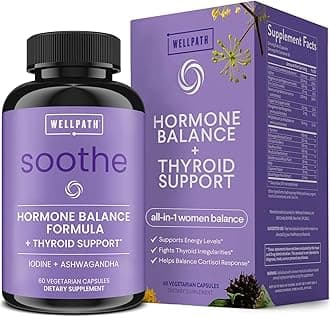 Soothe Hormone Balance for Women + Cortisol Supplements for Women | Thyroid Support, Mood Support, & Metabolism Booster | Adrenal Support | Rhodiola, Selenium, Iodine | Adaptogens, 60 ct