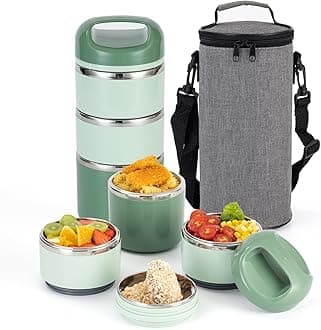 Lille Home 3-Layer Stainless Steel Lunch Box 1.43L- Leakproof, BPA-Free Insulated Bento Box for On-the-Go Meal Prep, Stackable Food Container for Women & Men