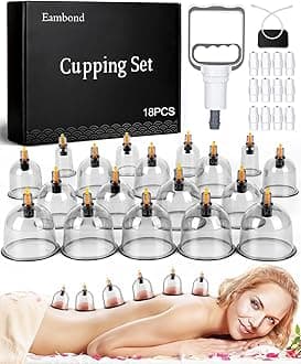 Cupping Kit, Cupping Therapy Sets Massage Back, Pain Relief, Physical Therapy, Chinese Muscle Cupping Tool with Pump & Vacuum Silicone Cups for Cellulite Reduction at Home