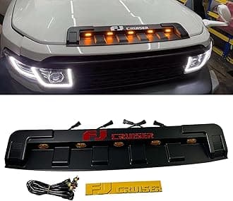 Front Engine Hood Air Intake Grille Cover w/Lamp Compatible with 2007-2014 Toyota FJ Cruiser 4.0L