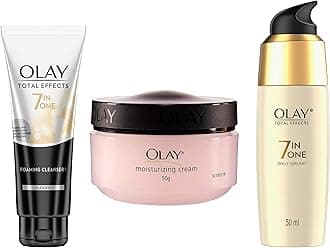 Total Effects Serum &Olay Moisturising Cream, 50g&Olay Face Wash Total Effects 7 in 1 Exfoliating Cleanser