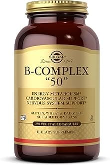 Vitamin B-Complex 50'' Vegetable Capsules - Pack of 250 - High Potency - Reduces Fatigue for Mental Performance, Busy and Active Lifestyles With Thiamine, Riboflavin, Folic Acid - Vegan