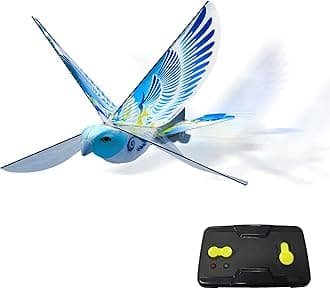 eBird Blue Pigeon - Flying RC Bird Toy for Kids. Indoor/Outdoor Remote Control Bionic Flapping Wings Bird Helicopter. USB Recharging