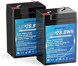 - 6V 4.5Ah LiFePO4 Battery 2 Pack, Intelligent BMS Rechargeable Lithium Iron Phosphate Battery for Ride On Toys/Deer Feeder/Emergency Lighting/Solar Systems//Electronic Scales, 2000 Times Deep Cycles